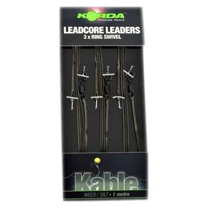 Korda Leadcore Leader Ring Swivel Leadcore Weed/Silt / Ólombetétes zsinór forgóval