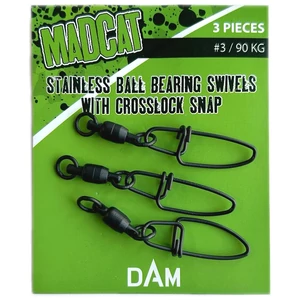 MadCat Stainless Ball Bearing Swivel With Crosslock Snap # 3 - 90 Kg / Forgókapocs