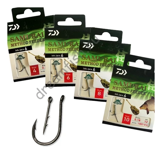 Daiwa Samurai Method-Feeder Hooks / Előkötött csalitüskés horog