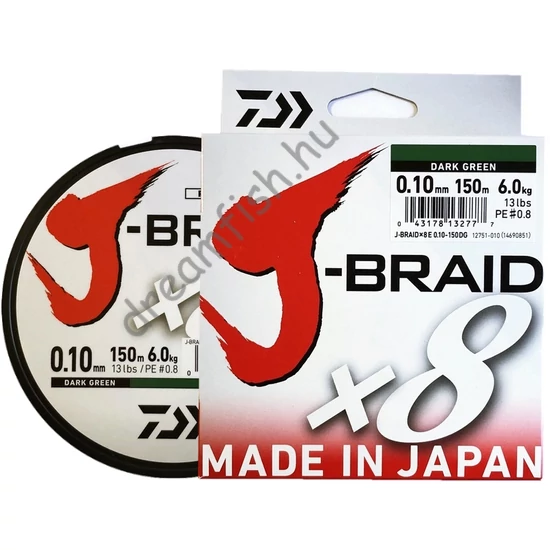 Daiwa J-BRAID X8 / Dark Green Fonott zsinór