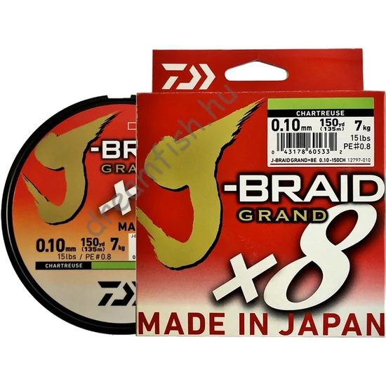 Daiwa J-Braid Grand X8E CH / Fluo zöld Fonott zsinór