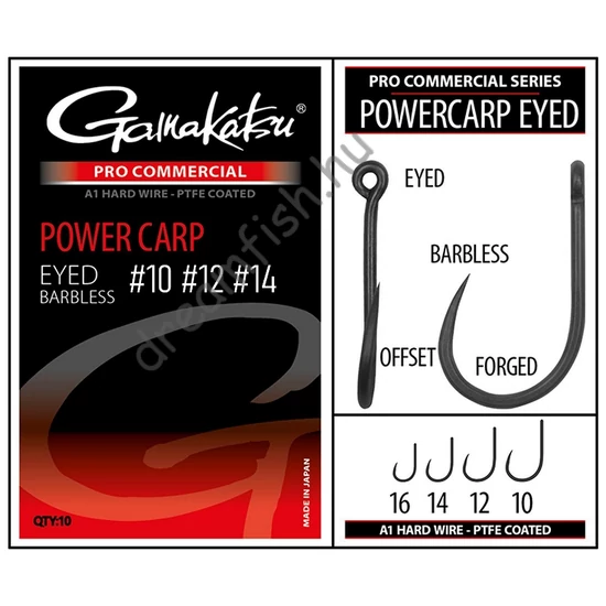 Gamakatsu PRO-C Power Carp Eyed A1 PTFE Barbless / Szakáll nélküli füles feeder horog