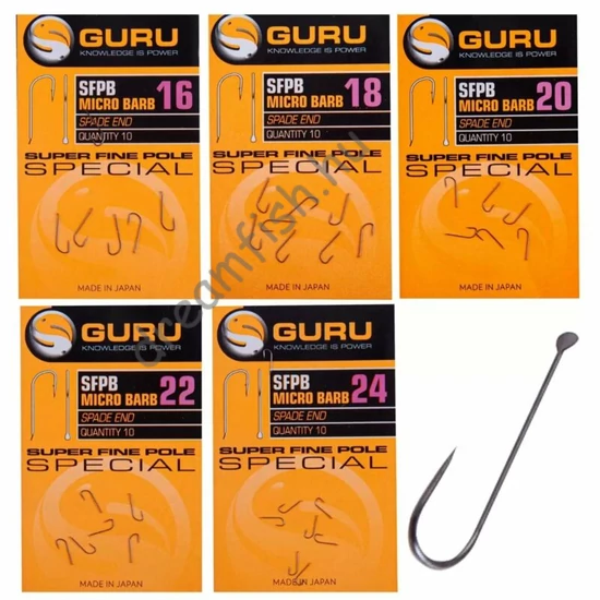 Guru Super Fine Pole Hook / Szakáll nélküli lapkás horog