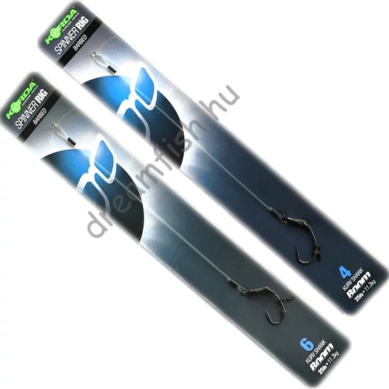 Korda Spinner Rig Boom 15lb Kurv Shrank Barbed / Előkötött szakállas horog