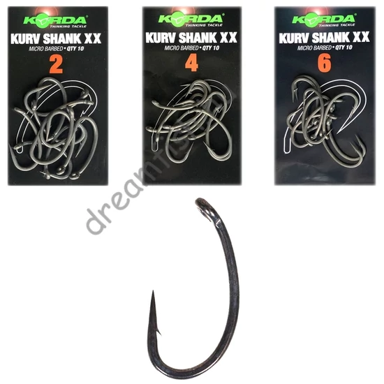 Korda Kurv Shank XX Micro Barbed / Extra Erős Mikroszakállas Horog