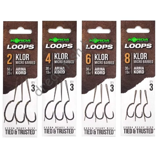 Korda Loop Rigs Klor / Előkötött Mikroszakállas Horog