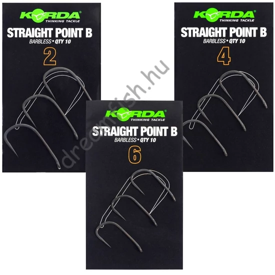 Korda Straight Point - Barbless / Szakáll nélküli pontyozó horog