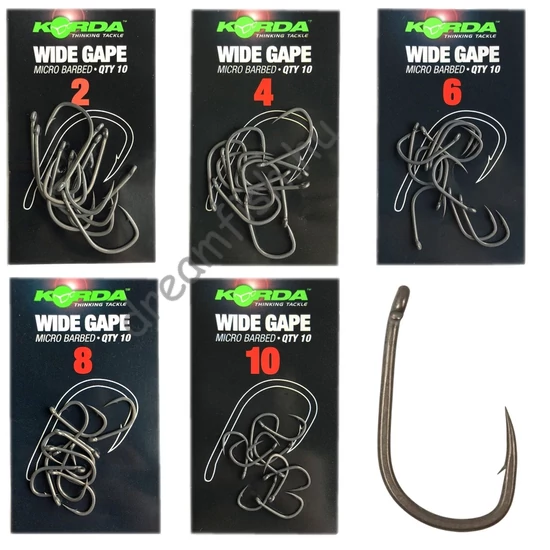 Korda Wide Gape Micro Barbed / Mikroszakállas pontyozó horog
