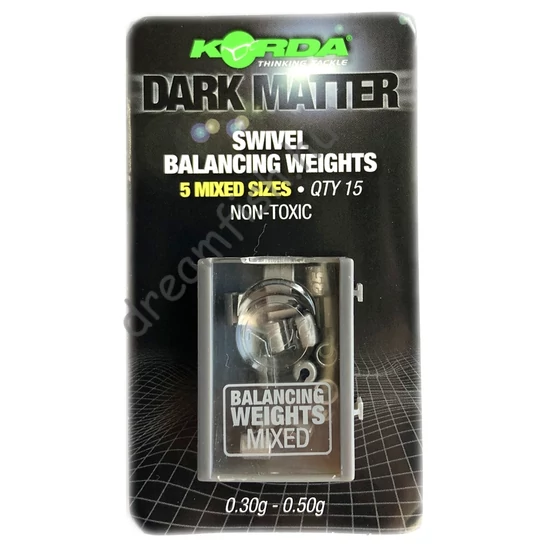 Korda Dark Matter Balancing Weights 5 Mixed Sizes 0.30-0.50g / Forgókapocs Kiegyensúlyozó súly
