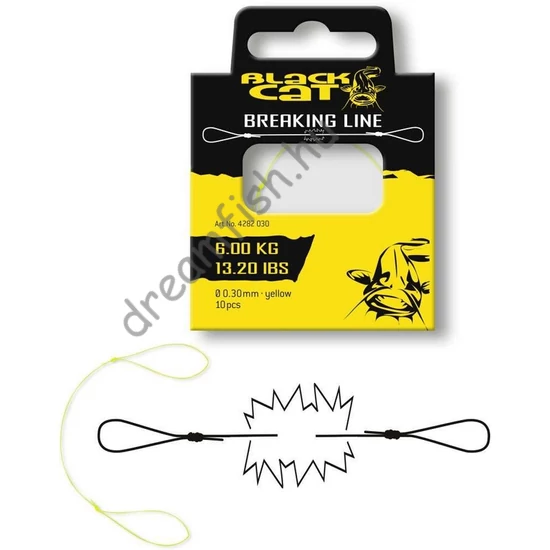 Black Cat Breaking Line - 0.30 mm Yellow / Előkötött szakító zsinór