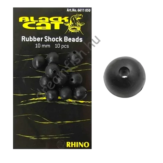 Black Cat Rubber Shock Bead - 10mm / Gumigyöngy