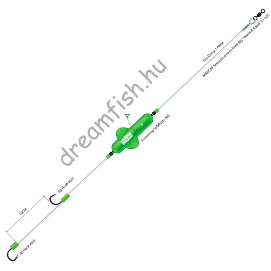 MadCat Screaming Basic River Rig Worm & Squid - Small / Harcsázó szerelék