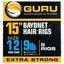 Guru Bayonet Ready Rigs 15col-38cm - Size 12 - 9lb / 0,22mm / Előkötött horog